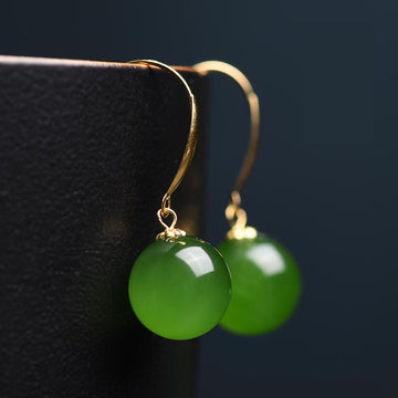 Hetian Jade 18k Gold Jasper Earrings-Tajade